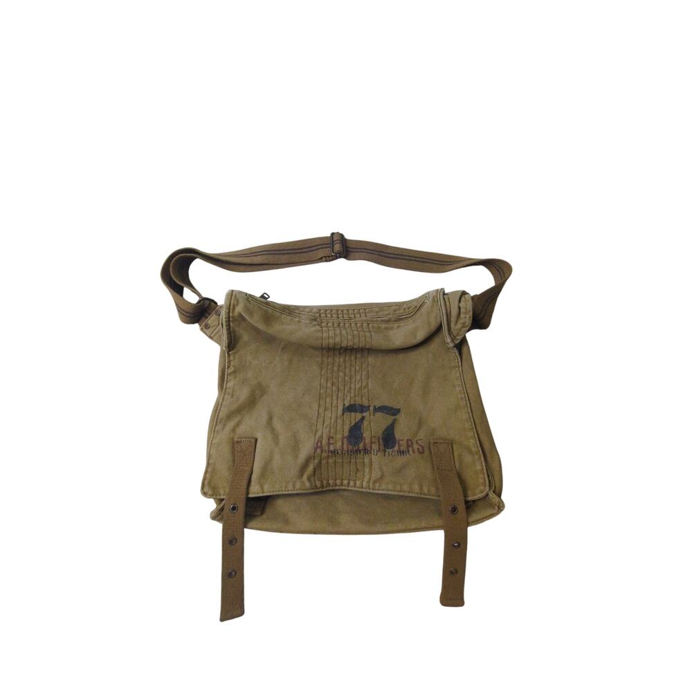 Vintage American Eagle Y2K Canvas Messenger Bag Crossbody Khaki Utility FLAW